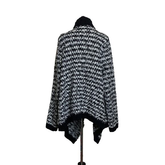 LOFT Black & White Wool Blend Front Cardigan Sweater size Large - Picture 2 of 8